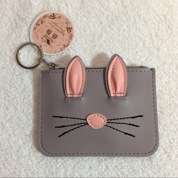 🐾NWT Mauve & Gray Kitty Coin Purse🐾 - Picture 2 of 7
